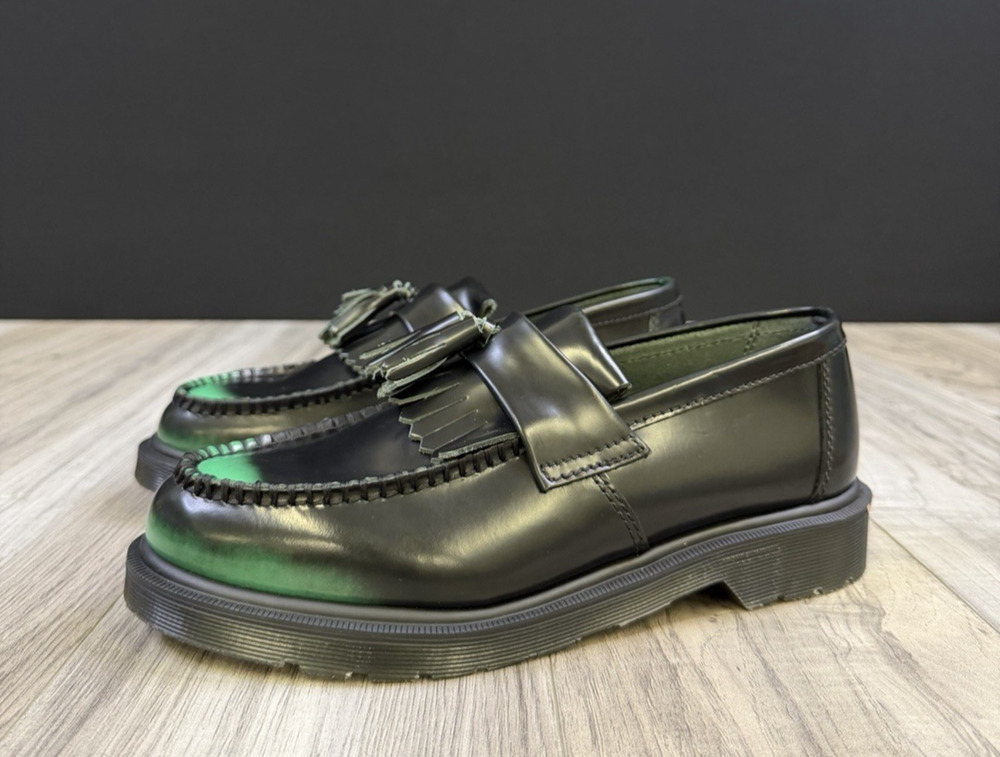 Dr. Martens Adrian Tassel Loafer Black Green Arcadia Mens 8 Womens 9 NEW